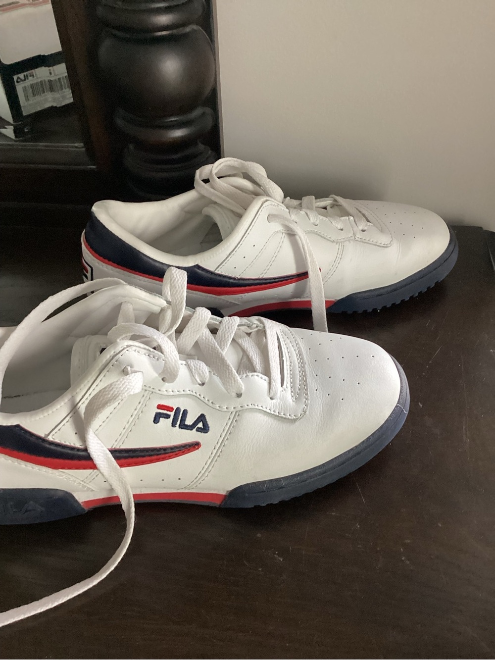Throwback 1990’s FILA White Navy Red Sneakers with Navy Sole